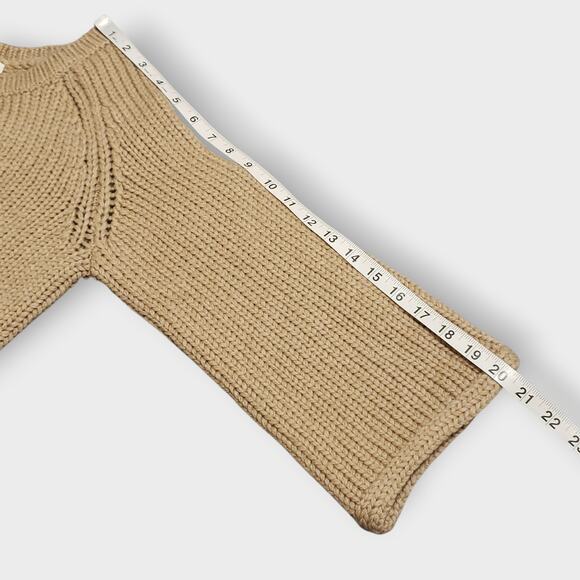 Dorothee Schumacher Braided Cable Knit Wool Flare Pullover Sweater Tan Sz 4 - Picture 10 of 12